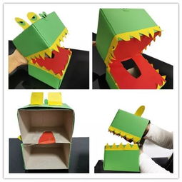 创意亲子手工 抽纸盒变身小鳄鱼手偶玩具，让宝宝爱不释手