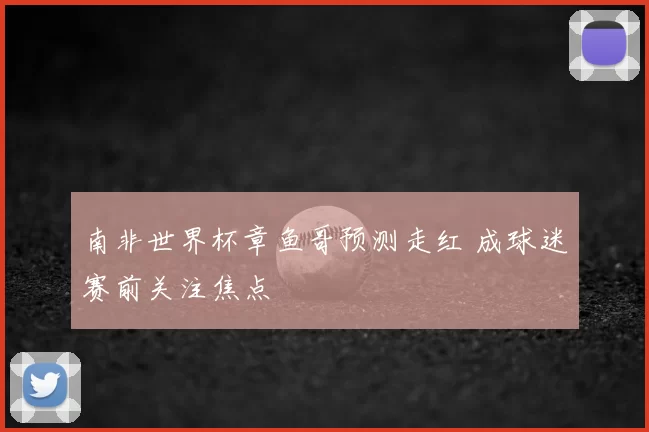 南非世界杯章鱼哥预测走红 成球迷赛前关注焦点